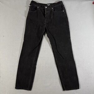 VTG Polo Jeans Co Women's Twill Corduroy Pants Size 12 Black Mid Rise Straight